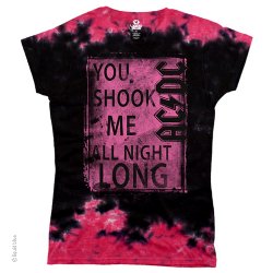 AC/DC Shook Me Tie Dye Long Length Junior Shirt