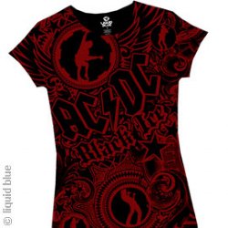 AC/DC Girls Got Rhythm Red and Black Junior Girls Cut T-Shirt