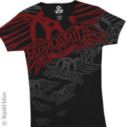 Aerosmith Walk This Way Black Junior Girls-Cut Long Length Shirt
