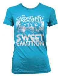 Aerosmith Sweet Emotion Turquoise Junior Tissue Shirt