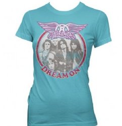 Aerosmith Dream On Circle Photo Turquoise Junior Tissue Shirt