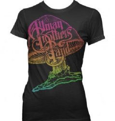 Allman Brothers Rainbow Mushroom Logo Black Junior Shirt