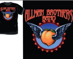 Allman Brothers Flying Peach Black T-Shirt