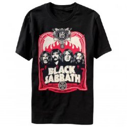 Black Sabbath Red Flames Black T-Shirt