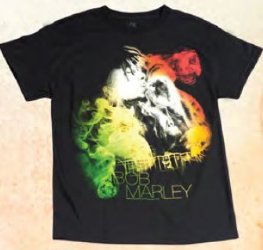 Bob Marley Guitar Smoke Black T-Shirt