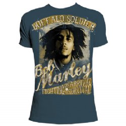 Bob Marley Catch a Fire Fighting Indigo T-Shirt made of supersoft 40/1 sheer jersey