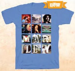 Bob Marley Block Images Blue T-Shirt