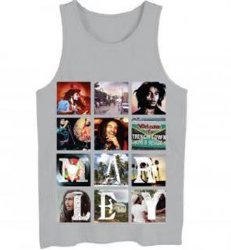 Bob Marley Block Images Grey Tank