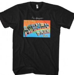 Bruce Springsteen Postcard Greetings From Asbury Park Black T-Shirt