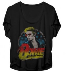 David Bowie Red Shades Photo Black Dolman Junior Shirt
