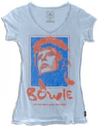 David Bowie Photo Square She-s Not Sure V-Neck Junior Shirt