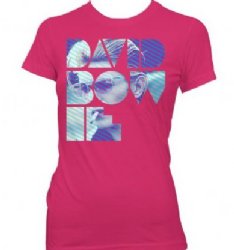 David Bowie Striped Photo Logo Fuschia Junior Tissue Shirt