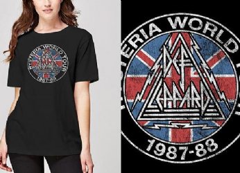 Def Leppard Hysteria World Tour Black Junior Tissue Shirt