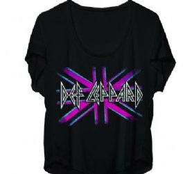 Def Leppard Pink Union Jack Logo Dolman Black Junior Shirt