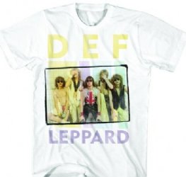 Def Leppard Square Box Photo Logo White T-Shirt
