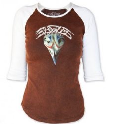 Eagles Vintage Rocker 3/4 Sleeve Raglan Junior/Ladies Brown and White Shirt