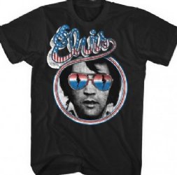 Elvis Presley Red, White, Blue Photo Black T-Shirt
