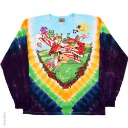 Grateful Dead Bi-Plane Bears Long Sleeve Tie Dye T-Shirt