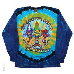 Grateful Dead Beach Bear Bingo Long Sleeve Tie Dye T-Shirt