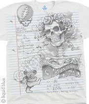 Grateful Dead GD Sketch White Athletic T-Shirt