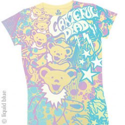 Grateful Dead Bubble Gum Bears Yellow Long Length Junior Shirt