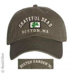 Grateful Dead Boston 91 Olive Adjustable Cap -- one of many great hats and caps at BluesConspiracy.com