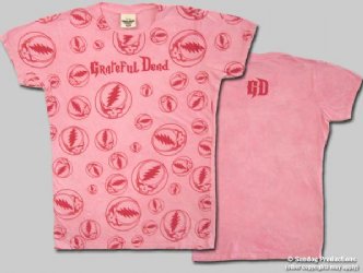 Grateful Dead Ladies Lots of Stealies Vintage Pink Dye Shirt