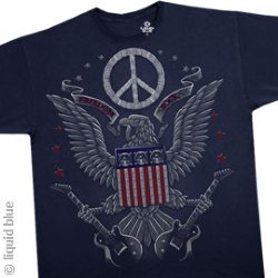 Guitars In Rock We Trust Americana Blue Athletic T-Shirt