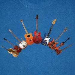 Guitars Bass Guitars Long Sleeve Blue T-Shirt