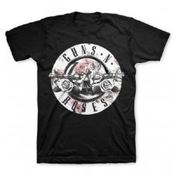 Guns N Roses Floral Fill Bullet Black T-Shirt
