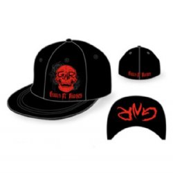 Guns N Roses Skull Fitted Flat Brim Cap -- one of many great hats and caps at BluesConspiracy.com