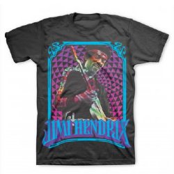 Jimi Hendrix Fractal Frame Black T-Shirt