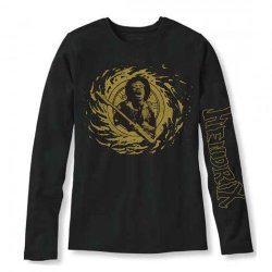 Jimi Hendrix Cosmic Swirl Longsleeve Black T-Shirt