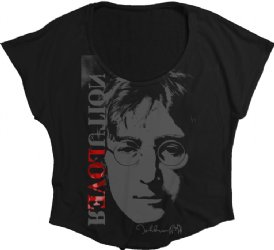 John Lennon R Love Ladies/Junior 30/1 Black Dolman Shirt
