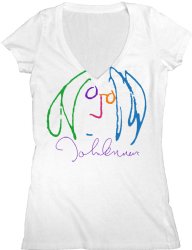 John Lennon Self Portrait White Deep V Neck Junior Shirt