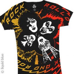 Kiss Ladies Room Black Junior Long Length Girls-Cut Shirt
