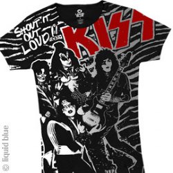Kiss Shout it Out Loud Black Junior Long Length Girls-Cut Shirt