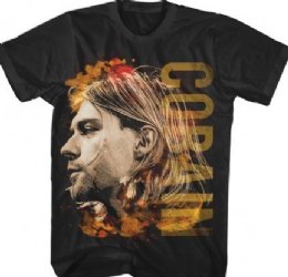 Kurt Cobain Colored Side View Black T-Shirt