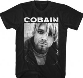 Kurt Cobain Cobain with Eyeliner Photo Black T-Shirt