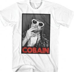 Kurt Cobain Smoking Box Photo White T-Shirt