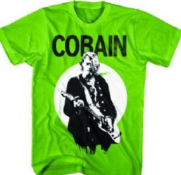Kurt Cobain Standing Guitar Photo Kiwi Green T-Shirt
