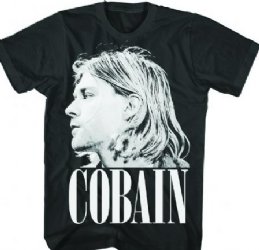 Kurt Cobain Side View Photo Black T-Shirt