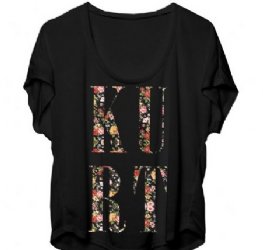 Kurt Cobain Floral Kurt Letters Black Dolman Junior Shirt