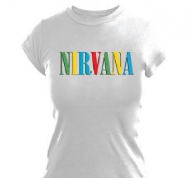 Nirvana Color Logo White Junior Tissue Babydoll Shirt