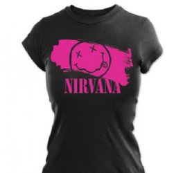 Nirvana Painted Smiles Pink Black Junior Shirt