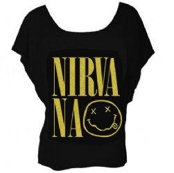 Nirvana NA Smiley Black Dolman Junior Shirt