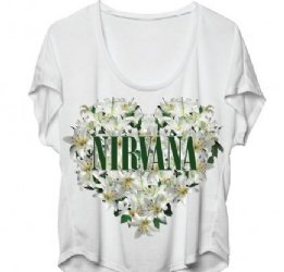 Nirvana Floral Heart White Dolman Junior Shirt