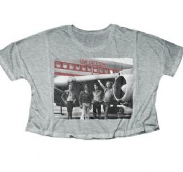 Led Zeppelin Plane Double Boyfriend Heather Grey Crop Junior Shirt