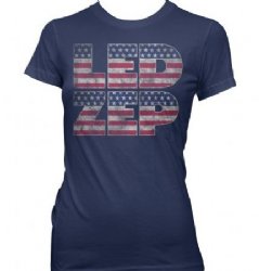 Led Zeppelin Flag Logo Navy Junior Shirt