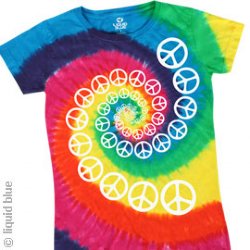 Rainbow Spiral Peace Junior Tie Dye Long Length Shirt